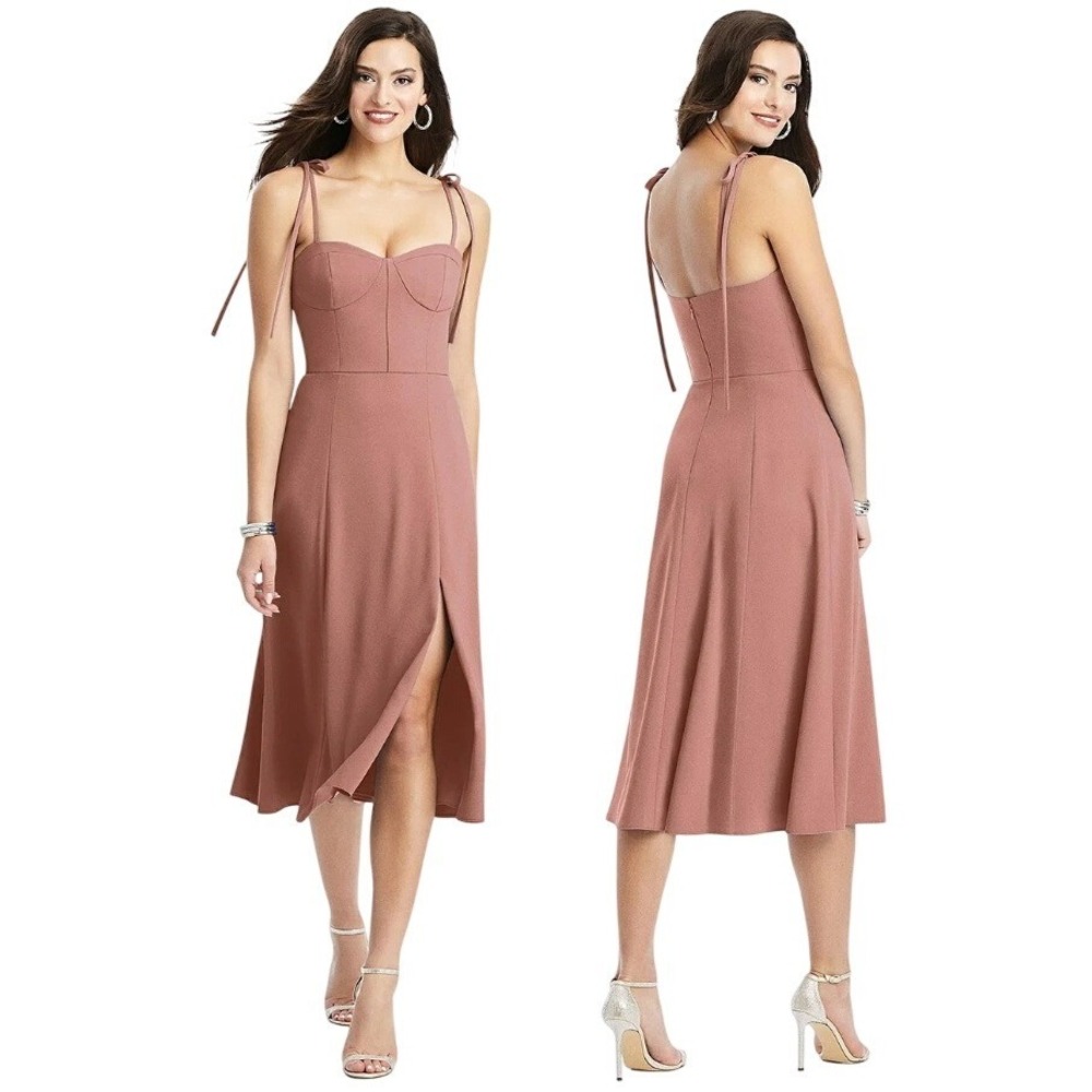 Dessy Collection Vivian Diamond 3069 Desert Rose Crepe Midi Bustier Dressβ 12